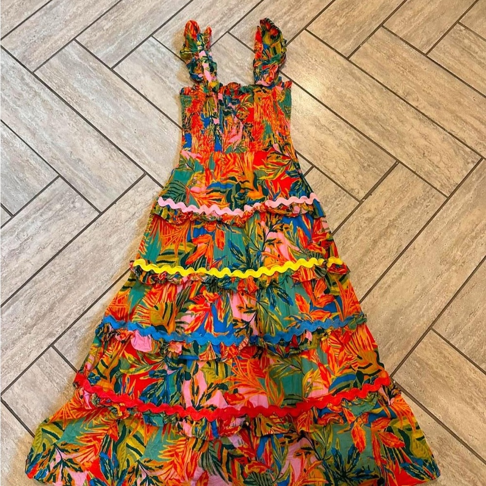 Colorful Tropical Print Dress
